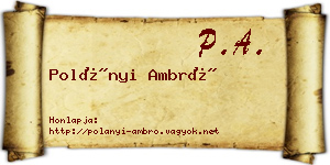 Polányi Ambró névjegykártya